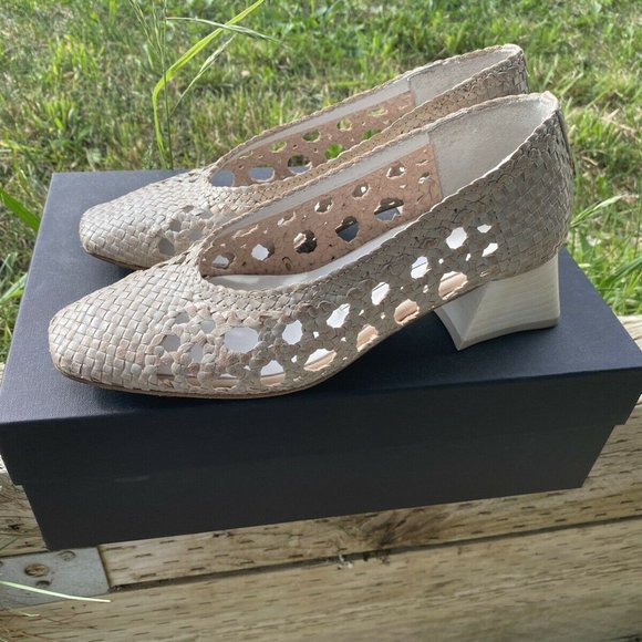 Missta Loirane Parchment Woven Braid Blocked Heels - Picture 2 of 10